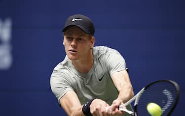 Italy's Jannik Sinner plays against USA's Alex Michelsen during their men's singles second round tennis match on day four of the US Open tennis tournament at the USTA Billie Jean King National Tennis Center in New York City, on August 29, 2024. (Photo by Kena Betancur / AFP)