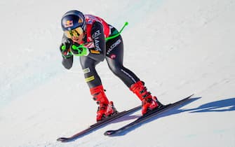 ST MORITZ, SWITZERLAND - DECEMBER 17: #9 Sofia Goggia of Italy in action during the Women’s Downhill on December 17, 2022 at Corviglia in St Moritz, Switzerland.  (Photo by Jari Pestelacci/Just Pictures/Sipa USA)