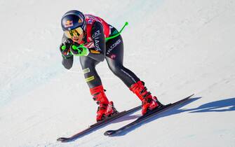 ST MORITZ, SWITZERLAND - DECEMBER 17: #9 Sofia Goggia of Italy in action during the Women’s Downhill on December 17, 2022 at Corviglia in St Moritz, Switzerland.  (Photo by Jari Pestelacci/Just Pictures/Sipa USA)