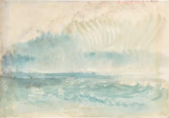 Joseph Mallord William Turner, R.A. (London, 1775-1851), The approach to Venice or Venice from the lagoon, circa 1840. Watercolor, pen and red and brown ink 8 11⁄16 x 12 ½ in. (22.1 x 31.8 cm). Courtesy Christie's