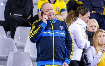 BRUSSELS, BELGIUM - OCTOBER 16: fan of Sweden calling and crying during the Group F - UEFA EURO 2024 European Qualifiers match between Belgium and Sweden at King Baudouin Stadium on October 16, 2023 in Brussels, Belgium. (Photo by Joris Verwijst/BSR Agency/Getty Images)