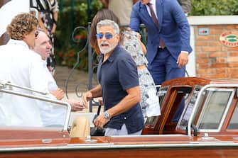 VENICE, ITALY - AUGUST 29: George Clooney is seen arriving ahead of the 80th Venice International Film Festival 2023 on August 29, 2023 in Venice, Italy. (Photo by Jacopo Raule/GC Images )