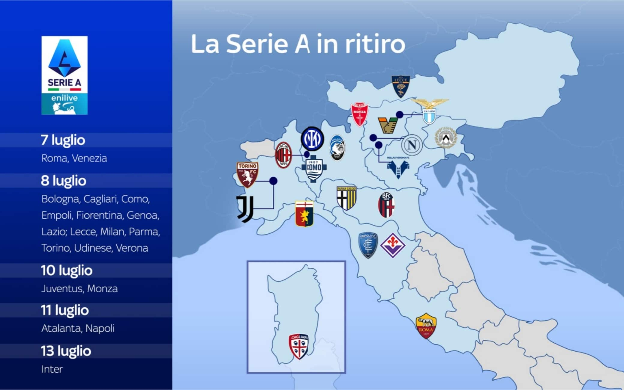 Serie A, Raduni E Ritiri Delle Squadre Per Il Campionato 2024 2025 ...