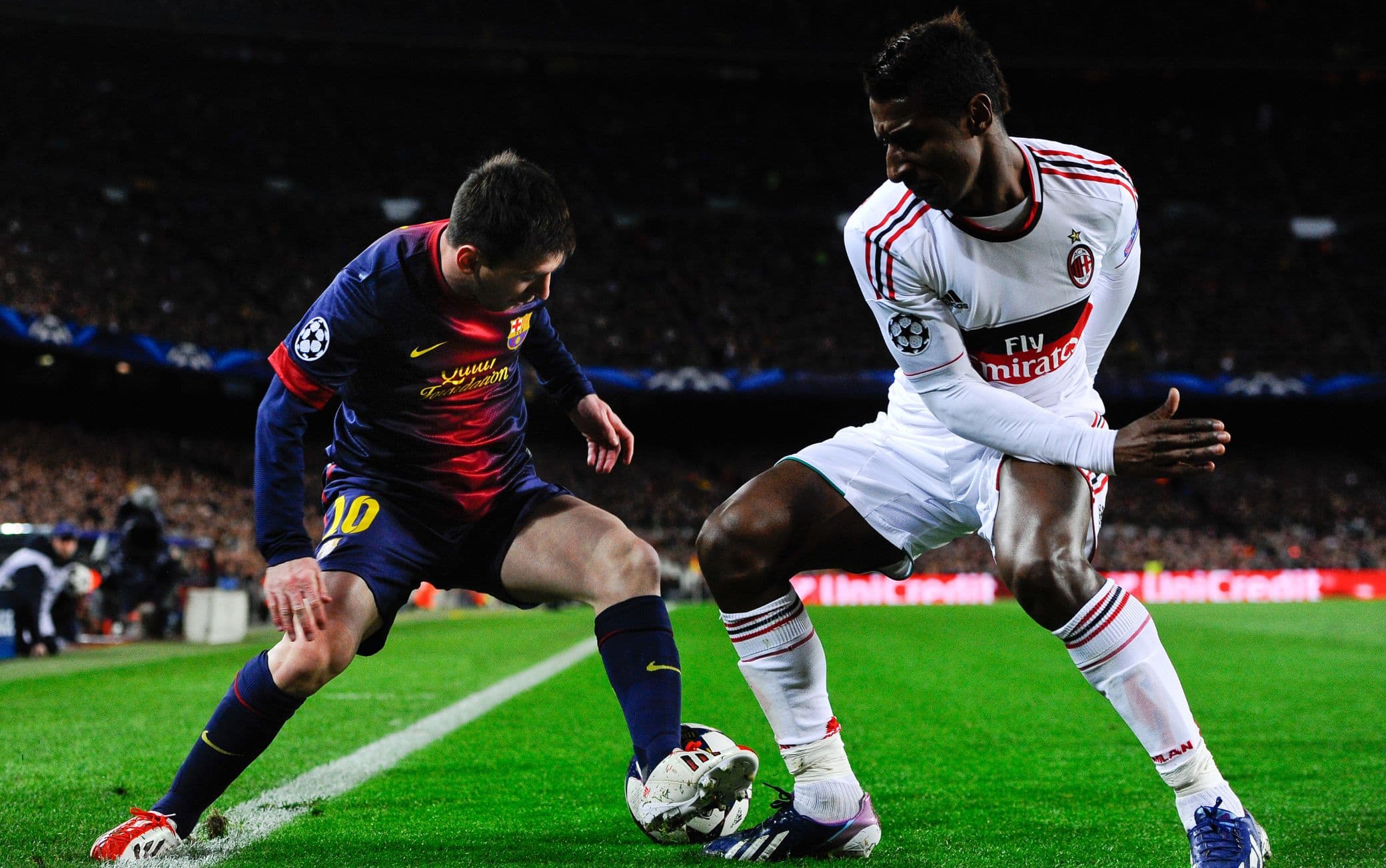 Leo Messi e Kevin Constant in Barcellona-Milan del 2013