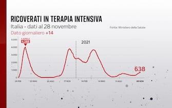 Grafiche coronavirus: l'andamento quotidiano delle terapie intensive