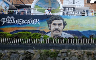 MEDELLIN, COLOMBIA - JANUARY 21, 2023: A mural of Pablo Escobar the notorious Colombian drug lord appearing in a neighborhood named after him on January 21, 2023 in Medellin, Colombia. Barrio Pablo Escobar is located on the eastern slope of Medellin’s valley. Pablo Escobar Gaviria better known as Patron was the most notorious Colombian drug lord who died on 2 December 1993 in Medellin, Colombia. (Photo by Kaveh Kazemi/Getty Images)