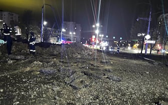 epa10583553 A handout photo made available by the Governor of the Belgorod Region Vyacheslav Gladkovâ€™s telegram channel shows damage near the blast crater in downtown Belgorod, Russia, 20 April 2023, (issued 21 April 2023) The Russian Ministry of Defense reported that on the evening of 20 April, a Su-34 bomber over Belgorod experienced an abnormal munition drop, and an investigation was underway. According to preliminary data, two people were injured in the blast.  EPA/BELGOROD GOVERNOR VYACHESLAV GLADCOV TELEGRAM CHANNEL/HANDOUT  HANDOUT EDITORIAL USE ONLY/NO SALES