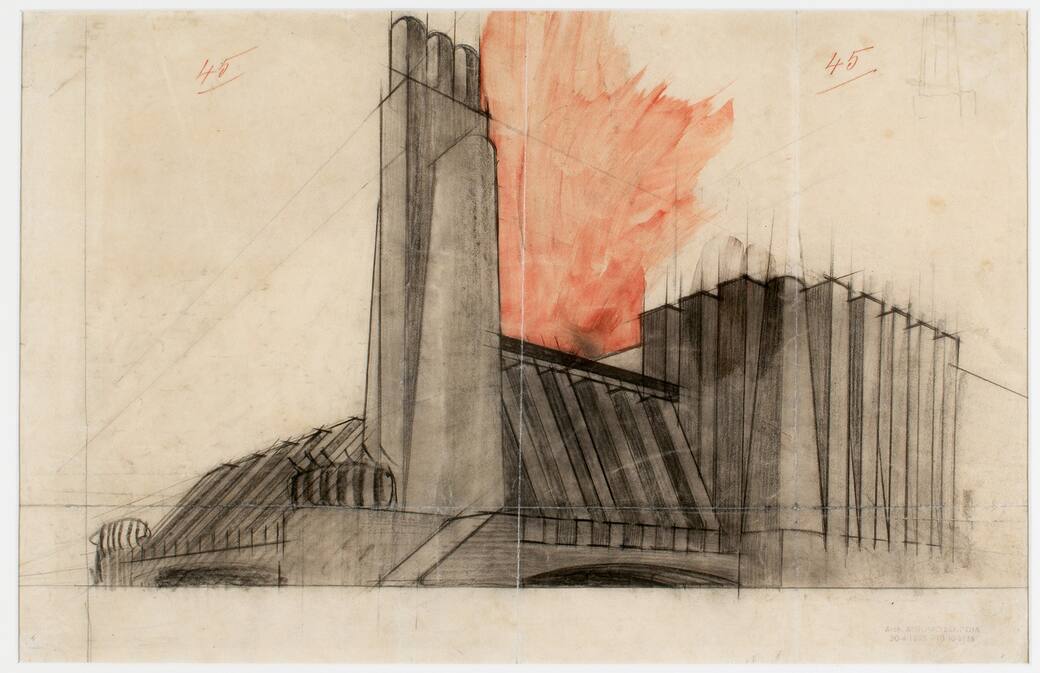 A. Sant'Elia, Edificio industriale con torre angolare, 1913