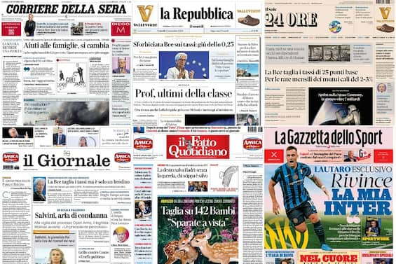 Le prime pagine dei quotidiani di oggi 13 settembre: la rassegna stampa