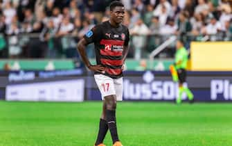 WARSAW, POLAND - 2023/08/31: Franculino Gluda Dju of FC Midtjylland seen during the UEFA Europa Conference League playoff qualifying round match between Legia Warszawa and FC Midtjylland at Marshal Jozef Pilsudski Legia Warsaw Municipal Stadium.
Final score; Legia Warszawa 1:1 (penalty 6:5) FC Midtjylland. (Photo by Mikolaj Barbanell/SOPA Images/LightRocket via Getty Images)