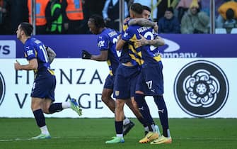 Hernani Azevedo Jr. (Parma Calcio) celebrates after scoring the goal of 1-0  during  Parma Calcio vs AC Monza, Italian soccer Serie A match in Parma, Italy, December 28 2024