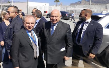 Il ministro della Giustizia Carlo Nordio con il presidente dell'ANM Giuseppe Santalucia a Palermo, 11 maggio 2024. ANSA