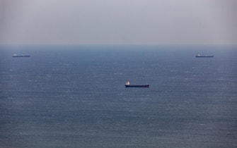 Commercial vessels are sailing in the Mediterranean Sea off the coast of northern Israel on December 21, 2023, following the United States' announcement of its intention to establish a multinational coalition to protect cargo ships traveling through the Red Sea from attacks by Yemen's Iran-backed Houthi group. The group claims it is targeting ships heading for Israeli ports in retaliation for Israel's assault on the Gaza Strip. (Photo by Mati Milstein/NurPhoto via Getty Images)