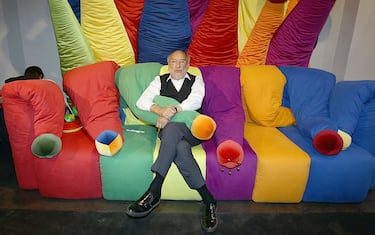 MILAN, ITALY - APRIL 13:  Designer Gaetano Pesce poses during the Meritalia presents Lapo Elkann and Gaetano Pesce cocktail party as part of Milan Design Week 2011 at Meritalia Showroom on April 13, 2011 in Milan, Italy.  (Photo by Vittorio Zunino Celotto/Getty Images)