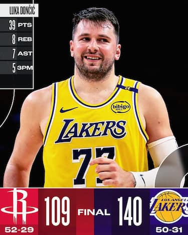 LOS ANGELES LAKERS-HOUSTON ROCKETS 140-109