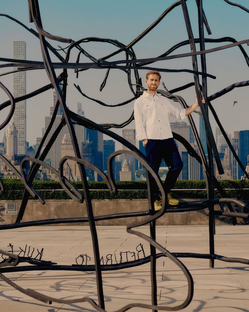 Portrait of Petrit Halilaj in the Metropolitan Museum of Art Roof Garden installation, New York, USA. Photo by Vincent Tullo