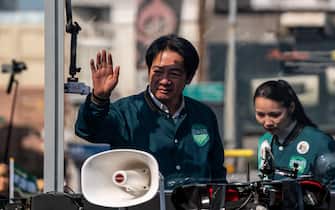 Lai Ching-te, the Democratic Progressive Party's presidential candidate, is participating in a car sweep in Hsinchu, Taiwan, on January 11, 2024. Taiwan is preparing to vote for its next president on January 13. (Photo by Vernon Yuen/NurPhoto)