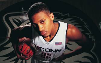 Connecticut Rudy Gay poses for a portrait on Oct. 19, 2005 in Storrs, Conn.  MANDATORY CREDIT:  (Bob Leverone / Sporting News)