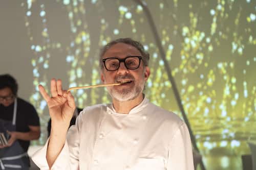 Massimo Bottura And Virgilio Martinez Veliz at Once Upon a Kitchen.

Featuring: Massimo Bottura
Where: Miami, Florida, United States
When: 04 May 2024
Credit: Seth Browarnik/INSTARimages