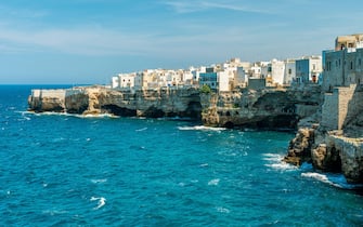 Polignano a Mare in the late afternoon, Bari Province, Apulia (Puglia), southern Italy.