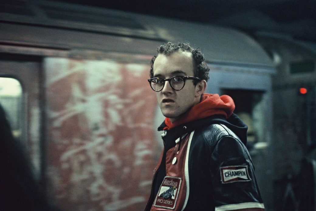 Makoto Murata, 1983. Photo by © Makoto Murata Keith Haring artwork © Keith Haring Foundation
