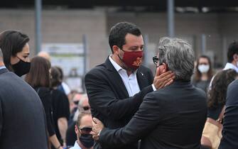 Matteo Salvini al funerale di Michele Merlo