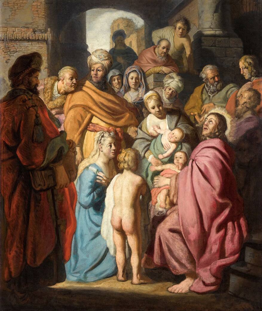 Rembrandt Harmenszoon van Rijn, Let The Little Children Come Unto Me, painted in Leiden c.1627. Courtesy Sotheby's