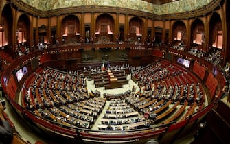 ROME, ITALY - OCTOBER 13: A general view of Italian Chamber of Deputies during first parliament sitting of the Italian Republic's XIX Legislature after snap elections at Montecitorio Palace on October 13, 2022 in Rome, Italy. Italians voted in the 2022 Italian general election on 25 September which was called after the dissolution of parliament was announced by Italian President Sergio Mattarella on 21 July. (Photo by Franco Origlia/Getty Images)