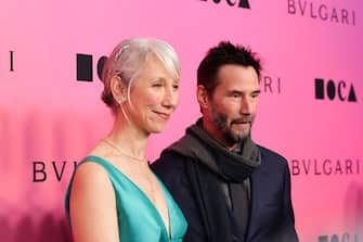 LOS ANGELES, CALIFORNIA - APRIL 13: Alexandra Grant (L) and US actor Keanu Reeves (R) attend the MOCA Gala 2024 at The Geffen Contemporary at MOCA on April 13, 2024 in Los Angeles, California. (Photo by Momodu Mansaray/Getty Images)