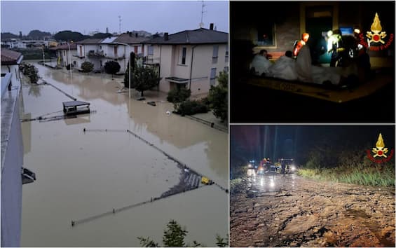 Maltempo in Emilia Romagna e Marche, le immagini degli allagamenti e dei soccorsi