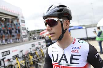 Team UAE Portuguese rider Joao Almeida prepares to take the start of the 1st stage of the 2023 Tour of Catalonia cycling race, a 164,5 km loop starting and finishing in Sant Feliu de Guixols on March 20, 2023. (Photo by Josep LAGO / AFP) (Photo by JOSEP LAGO/AFP via Getty Images)