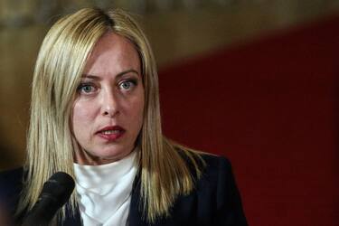 Newly appointed Italian Prime Minister Giorgia Meloni speaks to the press following a meeting at the European Council headquarters in Brussels on November 3, 2022. (Photo by Valeria Mongelli / AFP) (Photo by VALERIA MONGELLI/AFP via Getty Images)