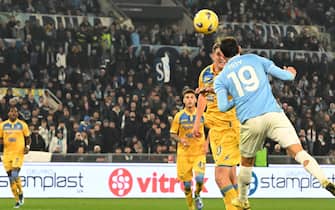 Lazio’s Valentin Castellanos scores the 1-1 goal during serie A soccer match Lazio - Frosinone at Olimpico Stadium in Rome, 29 December 2023. ANSA/CLAUDIO PERI