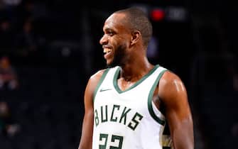 PHOENIX, AZ - FEBRUARY 10: Khris Middleton #22 of the Milwaukee Bucks smiles during the game against the Phoenix Suns on February 10, 2021 at Talking Stick Resort Arena in Phoenix, Arizona. NOTE TO USER: User expressly acknowledges and agrees that, by downloading and or using this photograph, user is consenting to the terms and conditions of the Getty Images License Agreement. Mandatory Copyright Notice: Copyright 2021 NBAE (Photo by Barry Gossage/NBAE via Getty Images)