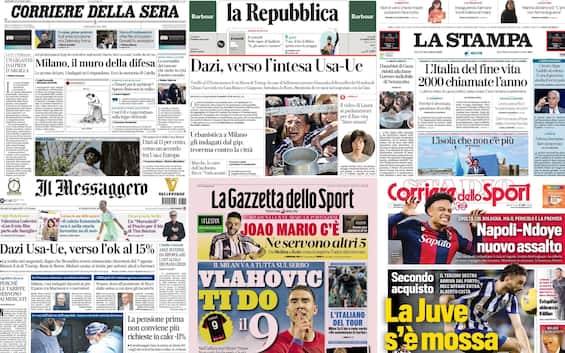 Le prime pagine dei quotidiani di oggi 24 luglio: la rassegna stampa