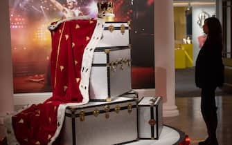 A general view of Freddie Mercury's crown and accompanying cloak (est. £60,000 - £80,000) as part of a photocall for Sotheby's 'Freddie Mercury A World Of His Own' Exhibition which runs for four weeks and contains more than 1,400 lots from his London home - Sotheby's in London, England, UK on Thursday 3 August, 2023., Credit:Justin Ng / Avalon
