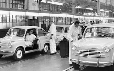 (Original Caption) "Fiat" of Italy. Turin, Italy: Among the large industrial groups existing in Italy, special mention must be made of "Fiat", which is operating in the metallurgical, automobile, aviation, naval, eletrotechnical, commercial, transport, insurance, and financial sectors of the country's economy. Fiat cars coming off the assembly lines at the Mirafiori Plant in Turin.