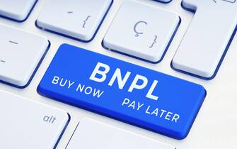 BNPL or buy now pay later message on computer Keyboard Key