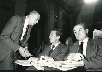 Italian politician Giorgio Napolitano talking to the national Secretary of the Italian Communist Party (PCI) Enrico Berlinguer. 1970s (Photo by Archivio Apg/Mondadori Portfolio via Getty Images)