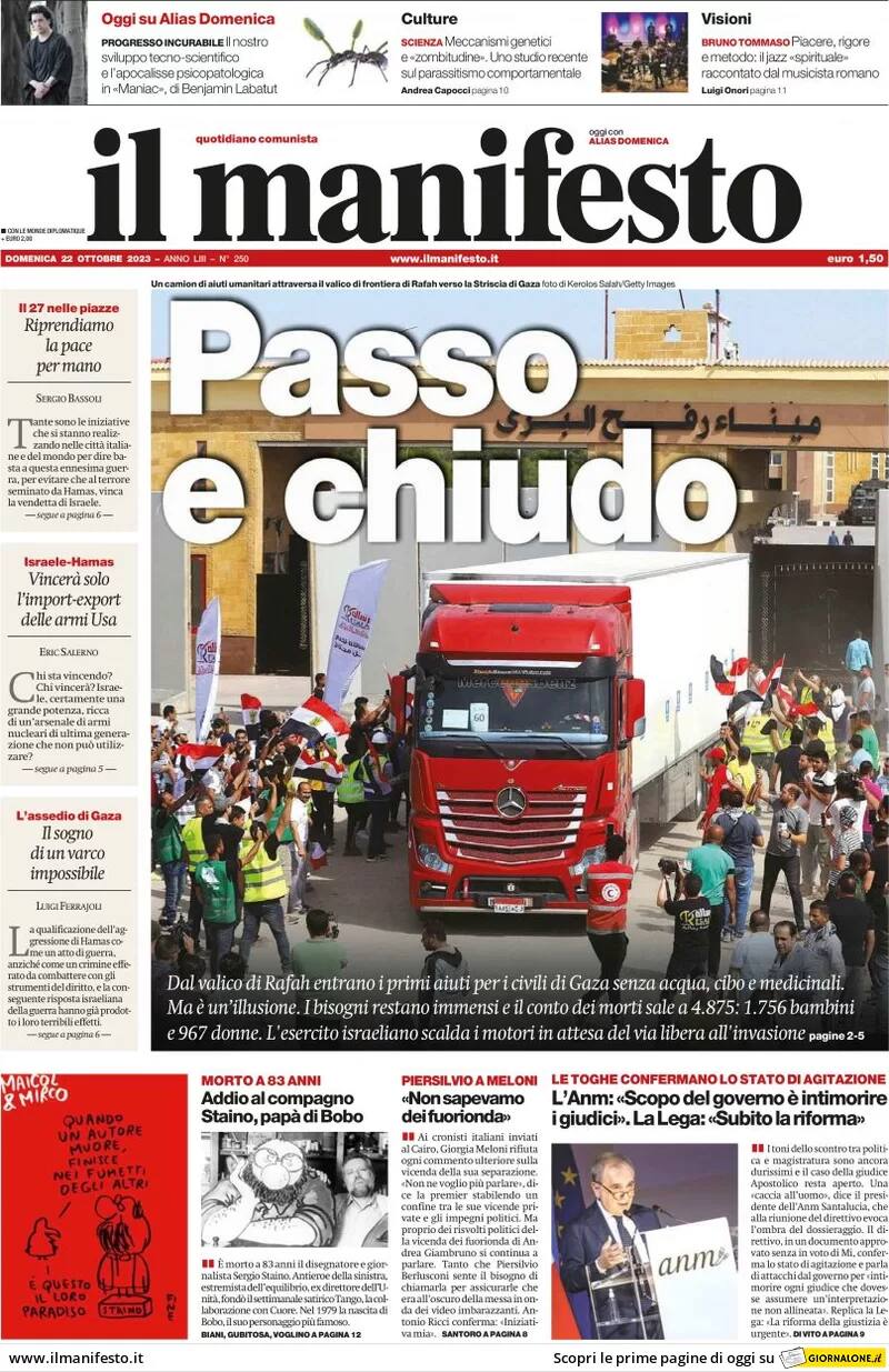 Le Prime Pagine Dei Quotidiani Di Oggi 22 Ottobre: La Rassegna Stampa ...