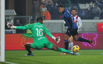 Atalanta's Luis Muriel scores the goal 3-2 during the Italian Serie A soccer match Atalanta BC vs AC Milan at Gewiss Stadium in Bergamo, Italy, 09 December 2023.
ANSA/MICHELE MARAVIGLIA