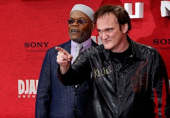 BERLIN, GERMANY - JANUARY 08:  (L-R) Actor Samuel L. Jackson and director Quentin Tarantino attend the 'Django Unchained' Berlin Premiere at Cinemaxx on January 8, 2013 in Berlin, Germany.  (Photo by Anita Bugge/WireImage)
