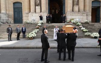 The Coffin during the funeral at Saint Roch Church in Paris, France on July 24, 2023, of British-born singer and actor Jane Birkin, who died on July 16, 2023 in Paris aged 76. Photo by Jerome Domine/ABACAPRESS.COM