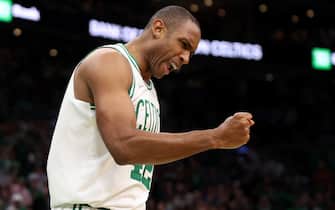 BOSTON, MASSACHUSETTS - JUNE 08: Al Horford #42 of the Boston Celtics reacts to a play in the second quarter against the Golden State Warriors during Game Three of the 2022 NBA Finals at TD Garden on June 08, 2022 in Boston, Massachusetts. NOTE TO USER: User expressly acknowledges and agrees that, by downloading and/or using this photograph, User is consenting to the terms and conditions of the Getty Images License Agreement. (Photo by Maddie Meyer/Getty Images)