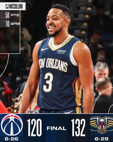 NEW ORLEANS PELICANS-WASHINGTON WIZARDS 132-120