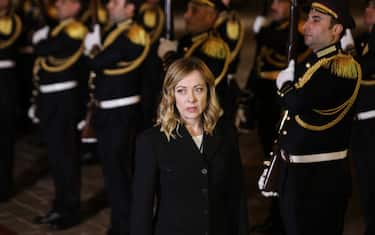 Italian Prime Minister Giorgia Meloni reviews the honour guard as she arrives for a meeting with her Lebanese counterpart at the Government Palace in Beirut on March 27, 2024 (Photo by ANWAR AMRO / AFP) (Photo by ANWAR AMRO/AFP via Getty Images)