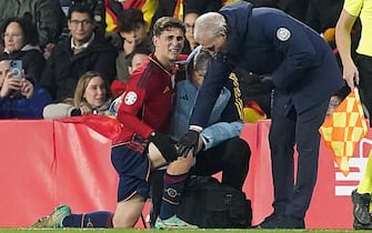 Spain's Gavi injured during European Qualifiers, Qualifying Round match. November 19,2023.(Photo by Acero/Alter Photos/Sipa USA)