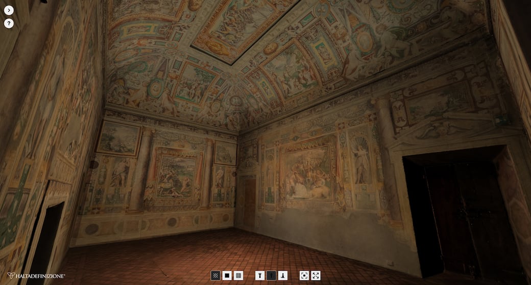 Villa d'Este Tivoli, Prima sala Tiburtina, Virtual tour 3D, Illuminazione con modalità torch