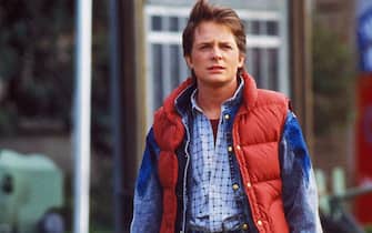 Michael J. Fox andÂ his vest in the 1985 movieÂ <em>Back to the Future.</e