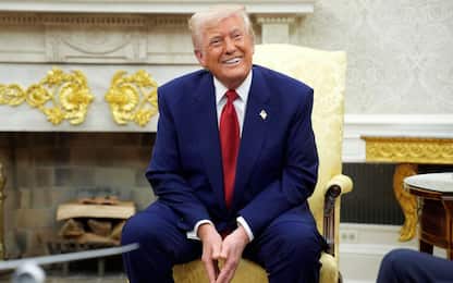 epa12016715 US President Donald Trump speaks during his meeting with Israeli Prime Minister Benjamin Netanyahu in the Oval Office of the White House in Washington, DC, USA, 07 April 2025.  EPA/YURI GRIPAS / POOL
